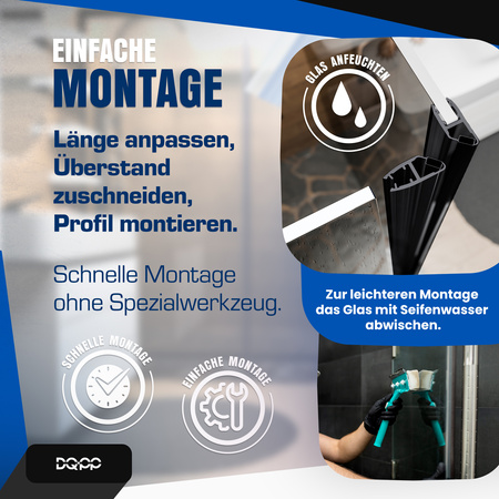 Uszczelka MAGNETYCZNA Czarna UM02 do Kabin Prysznicowych do SZYB 6mm 8mm