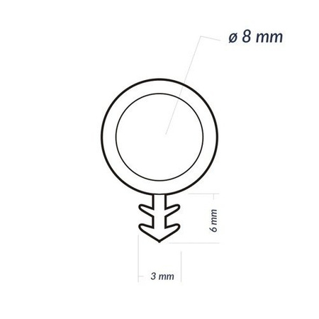 Uszczelka Drzwiowa do Drzwi Okien Okna Okienna KD-3 FI 8mm BIAŁA 1m