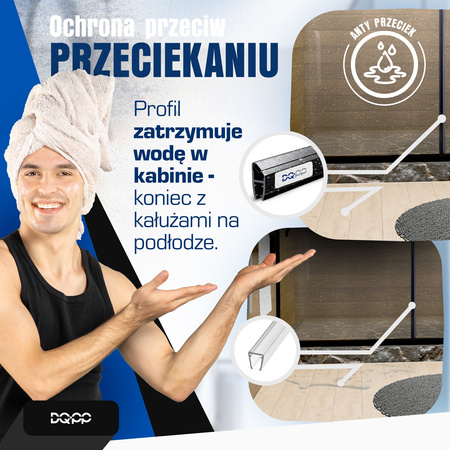 Uszczelka MAGNETYCZNA Czarna UM02 do Kabin Prysznicowych do SZYB 6mm 8mm