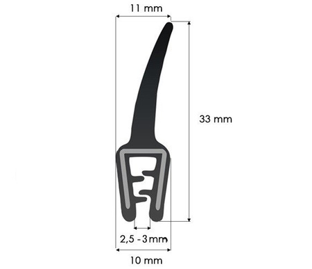 Uszczelka Krawędziowa na Krawędź Rant 3mm T-45