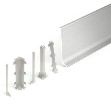 Listwa Przypodłogowa Aluminiowa Cokół Przypodłogowy Aluminiowy 80mm 2m SREBRNY