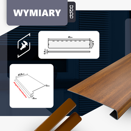 Nakładka Renowacyjna na stary parapet wewnętrzny Dąb Złoty Szerokość 38cm