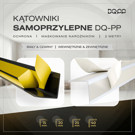 Kątownik PCV Samoprzylepny Wewnętrzny Narożnik 40x40mm BIAŁY 2m 