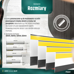 Listwa Maskująca PCV DĄB ZŁOTY Płaskownik do Okien Okna 40mm