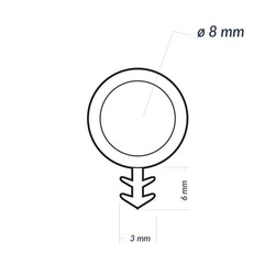 Uszczelka okienna KD-3 Ø8 Czarna do Okien Drewnianych - Skrzydło Rama