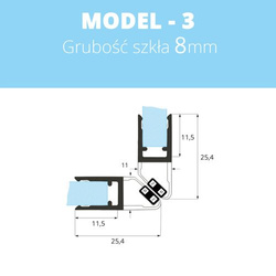 Uszczelka magnetyczna do kabin prysznicowych do szyb 6mm - 8mm MODEL 3