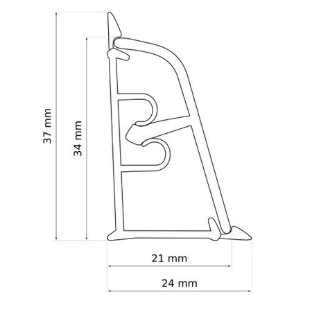 Listwa Przyblatowa Blatowa do Blatu Kuchenna PCV PVC 37mm DĄB GRAFIT + wkręty GRATIS!