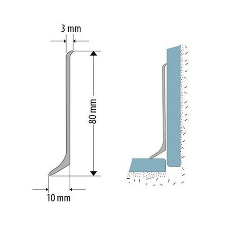 Listwa Przypodłogowa Aluminiowa Cokół Przypodłogowy Aluminiowy 80mm 2m PLATYNA