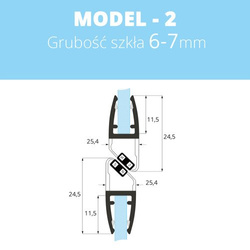 Uszczelka magnetyczna do kabin prysznicowych do szyb 6mm - 8mm MODEL 2