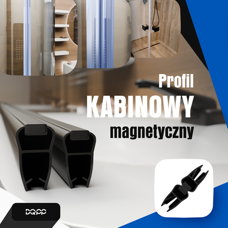 Uszczelka MAGNETYCZNA Czarna UM03 do Kabin Prysznicowych do SZYB 4mm 6mm