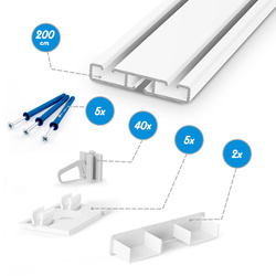 Karnisz sufitowy ALUMINIOWY szyna POJEDYNCZA/PODWÓJNA Z AGRAFKAMI ALUMINIOWA 150cm 180cm 200cm
