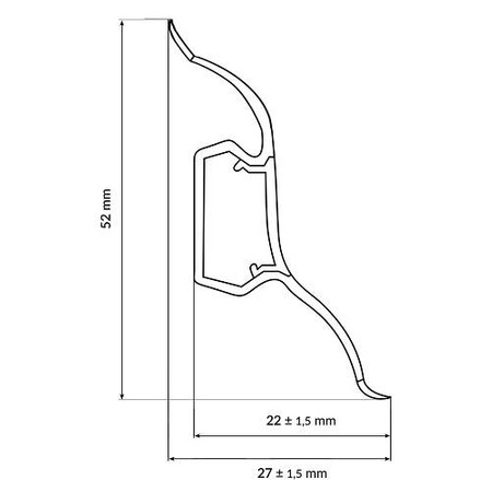 Listwa Przypodłogowa Podłogowa 52mm PCV 2,5m SREBRNY POPIEL + 5 wkrętów GRATIS!