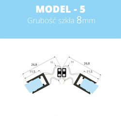 Uszczelka magnetyczna do kabin prysznicowych do szyb 6mm - 8mm MODEL 5
