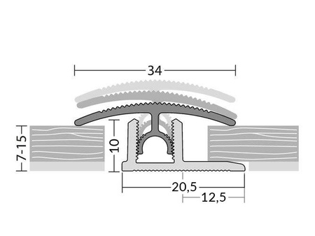 Listwa Progowa Regulowana 34mm Na Wcisk Wciskana SZAMPAN 90cm