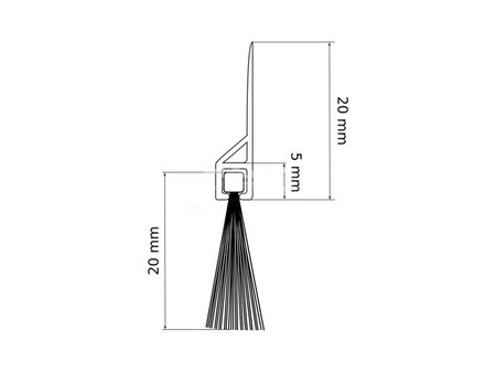 Listwa PCV Uszczelniająca ze Szczotką 20mm Szczotka do Drzwi 98cm PRZEZROCZYSTA