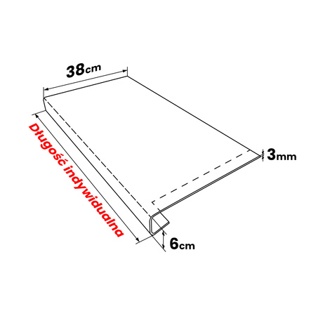 Nakładka Renowacyjna na stary parapet wewnętrzny Winchester Szerokość 38cm