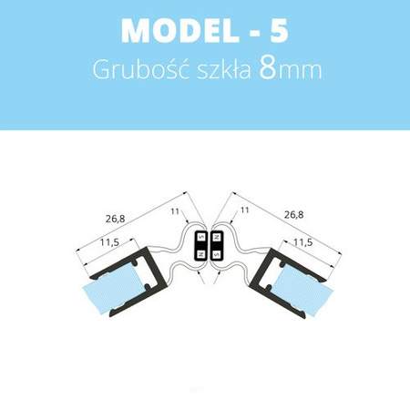 Uszczelka magnetyczna do kabin prysznicowych do szyb 6mm - 8mm MODEL 5