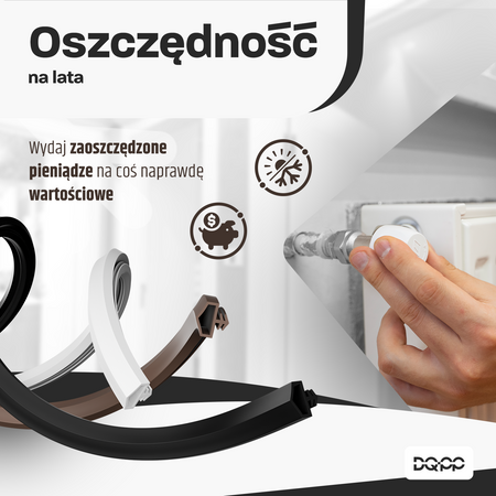 Uszczelka KD-11 12x5mm TPS CZARNA do Drzwi Zewnętrznych i Wewnętrznych - do Drzwi Drewnianych Ościeżnic i Futryn