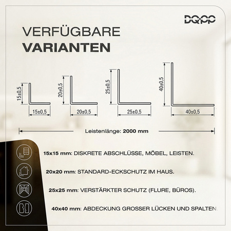 Kątownik PCV Samoprzylepny Wewnętrzny Narożnik 15x15mm BIAŁY 2m 