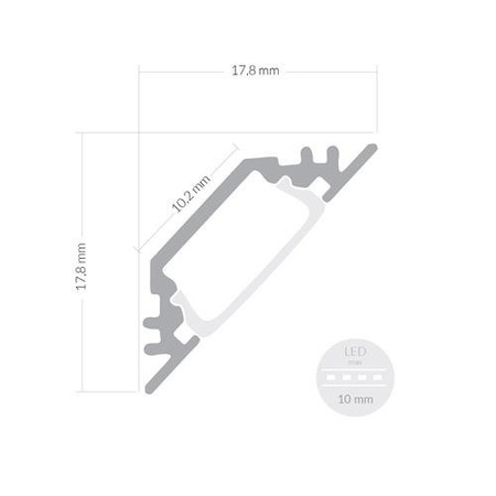 Profil ALU CORNER45 1m - 2m + Klosz Mleczny