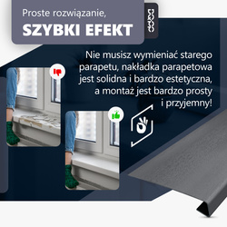 Nakładka Renowacyjna na stary parapet wewnętrzny Biała Szerokość 38cm