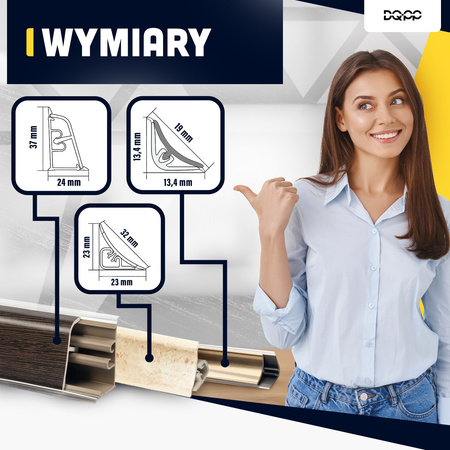 Listwa Przyblatowa Blatowa do Blatu Kuchenna PCV PVC 37mm ALUMINIUM SATYNA + wkręty GRATIS!