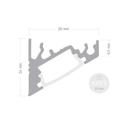 Profil ALU CORNER30 1m - 2m + Klosz Mleczny