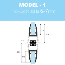 Uszczelka magnetyczna do kabin prysznicowych do szyb 6mm - 8mm MODEL 1