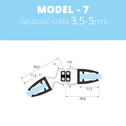 Uszczelka magnetyczna do kabin prysznicowych do szyb 3,5mm - 5mm MODEL 7