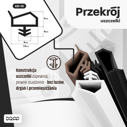 Uszczelka KD-14 12x5mm TPS BRĄZOWA do Drzwi Zewnętrznych i Wewnętrznych - do Drzwi Drewnianych Ościeżnic i Futryn