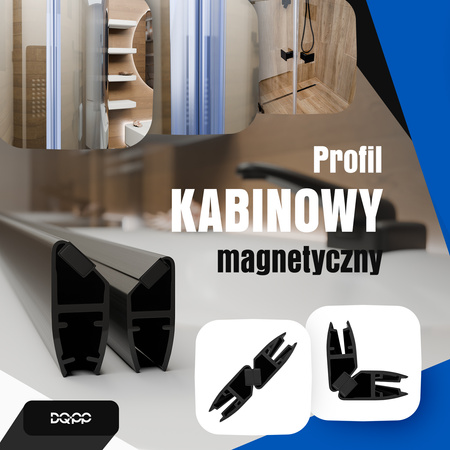 Uszczelka MAGNETYCZNA Czarna UM01 do Kabin Prysznicowych do SZYB 4mm 6mm