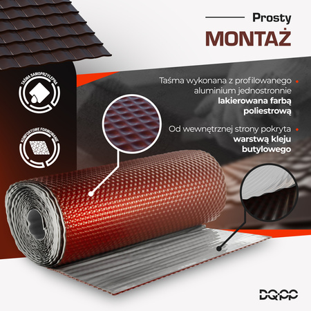 Taśma KOMINOWA 3D Opierzeniowa Aluminiowa Ryflowana CEGŁA