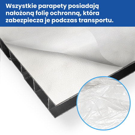 Parapet Wewnętrzny Komorowy PCV BIAŁY Szerokość 25cm + zaślepki GRATIS