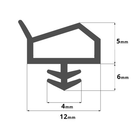 Uszczelka Drzwiowa do Drzwi Okien Okna Okienna KD 14 12x5mm CZARNA