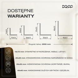 Kątownik PCV Samoprzylepny Zewnętrzny Narożnik 40x40mm CZARNY 2m 