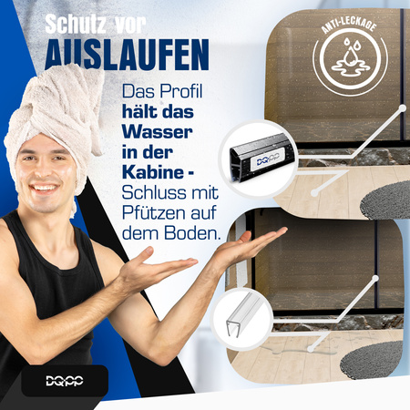 Uszczelka MAGNETYCZNA Czarna UM02 do Kabin Prysznicowych do SZYB 6mm 8mm