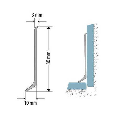 Listwa Przypodłogowa Aluminiowa Cokół Przypodłogowy Aluminiowy 80mm 2,5m CZARNY