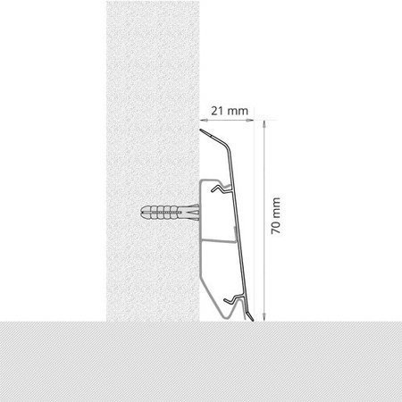 Listwa Przypodłogowa Podłogowa 70mm PCV 2m INOX + 5 wkrętów GRATIS!